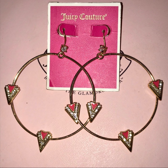 💗 JUICY COUTURE CORAL➕GOLD-TONE HOOP EARRINGS💗 - Picture 2 of 8